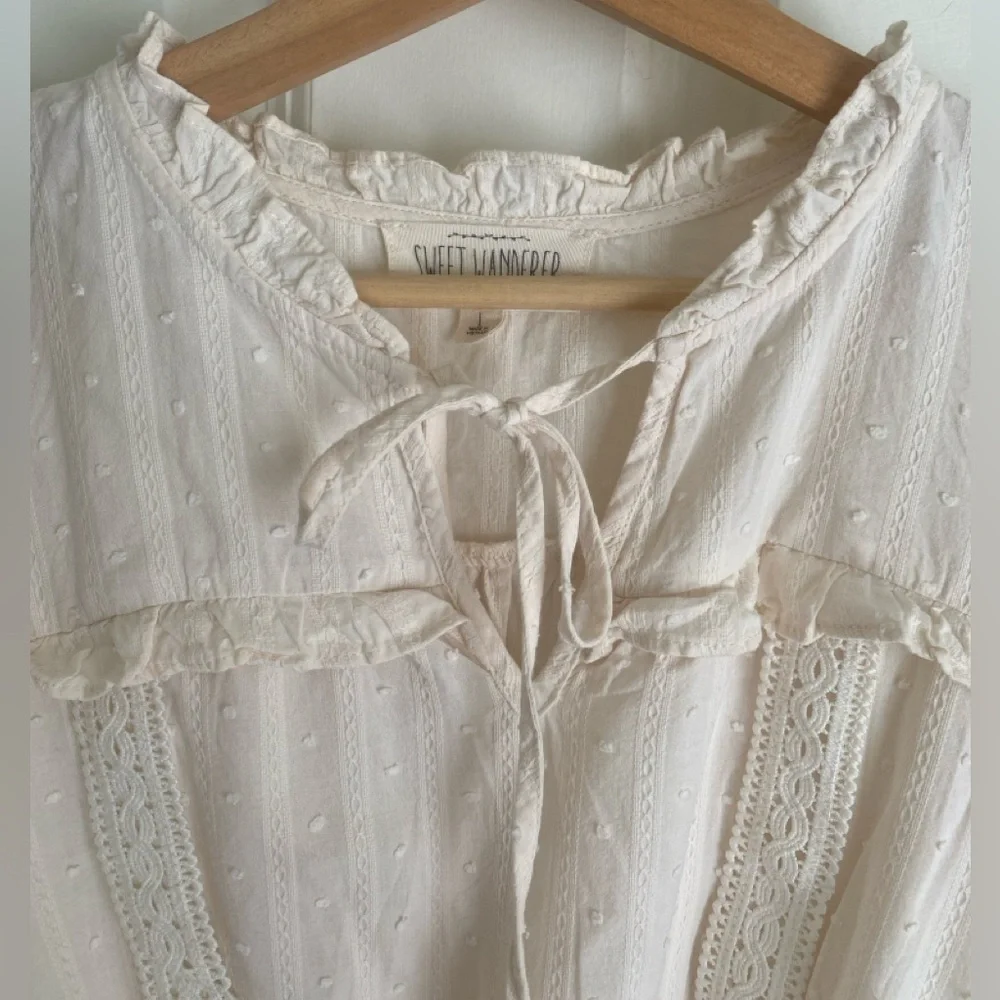 Sweet Wanderer Cream Mini Dress with Tie Waist